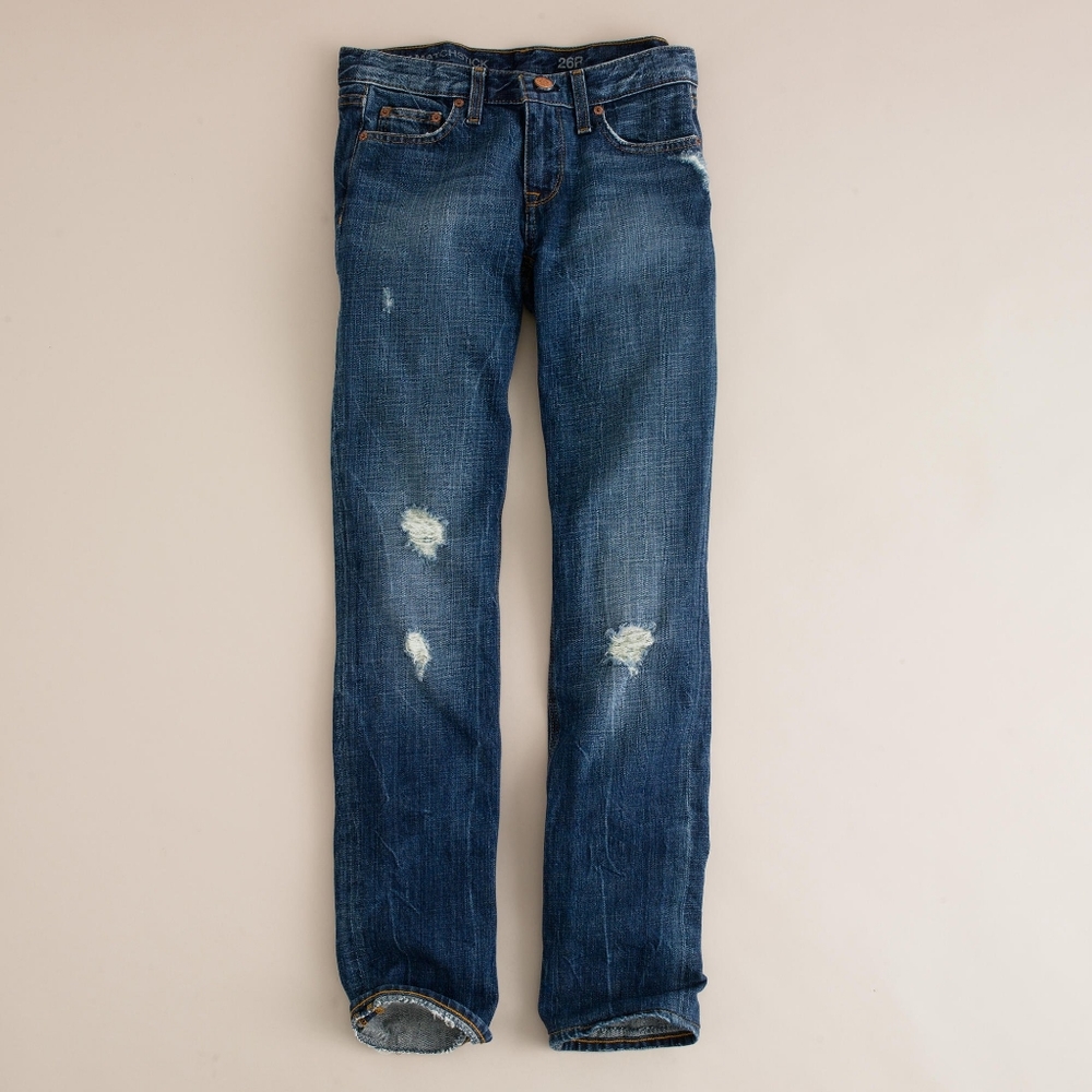 NWT J. CREW Destroyed Matchstick Jean Dark Wash Size 26 Low Rise